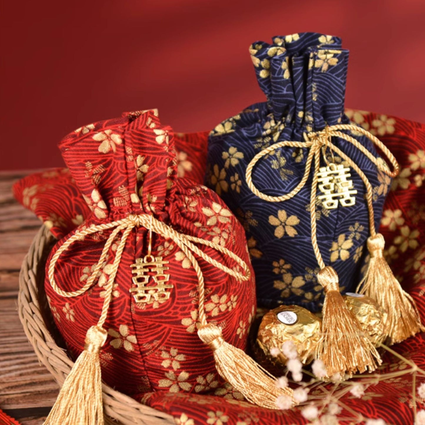 Celestial Blossom Wedding Favor Pouches