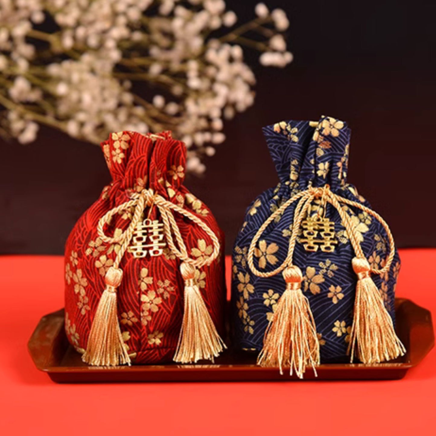 Celestial Blossom Wedding Favor Pouches
