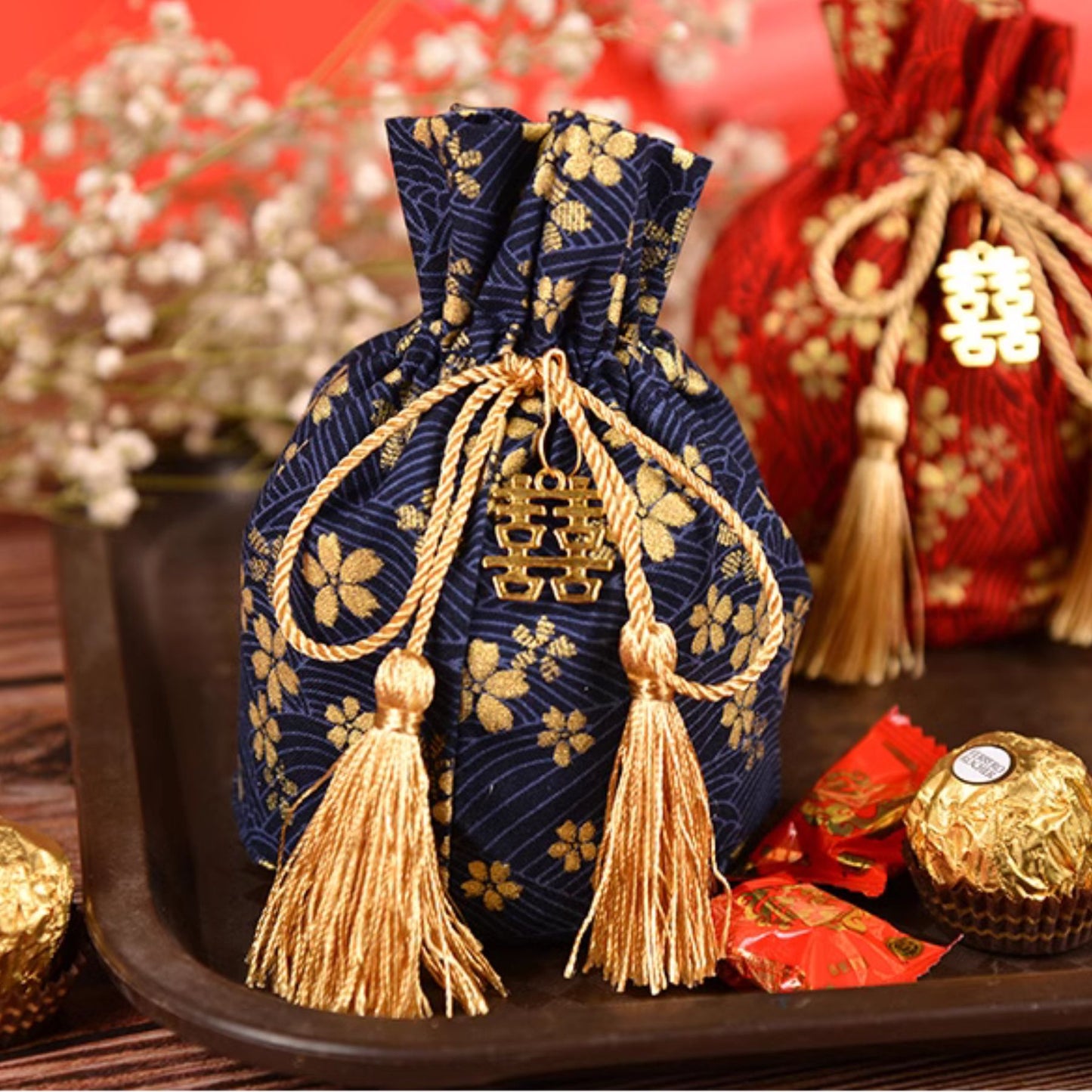 Celestial Blossom Wedding Favor Pouches