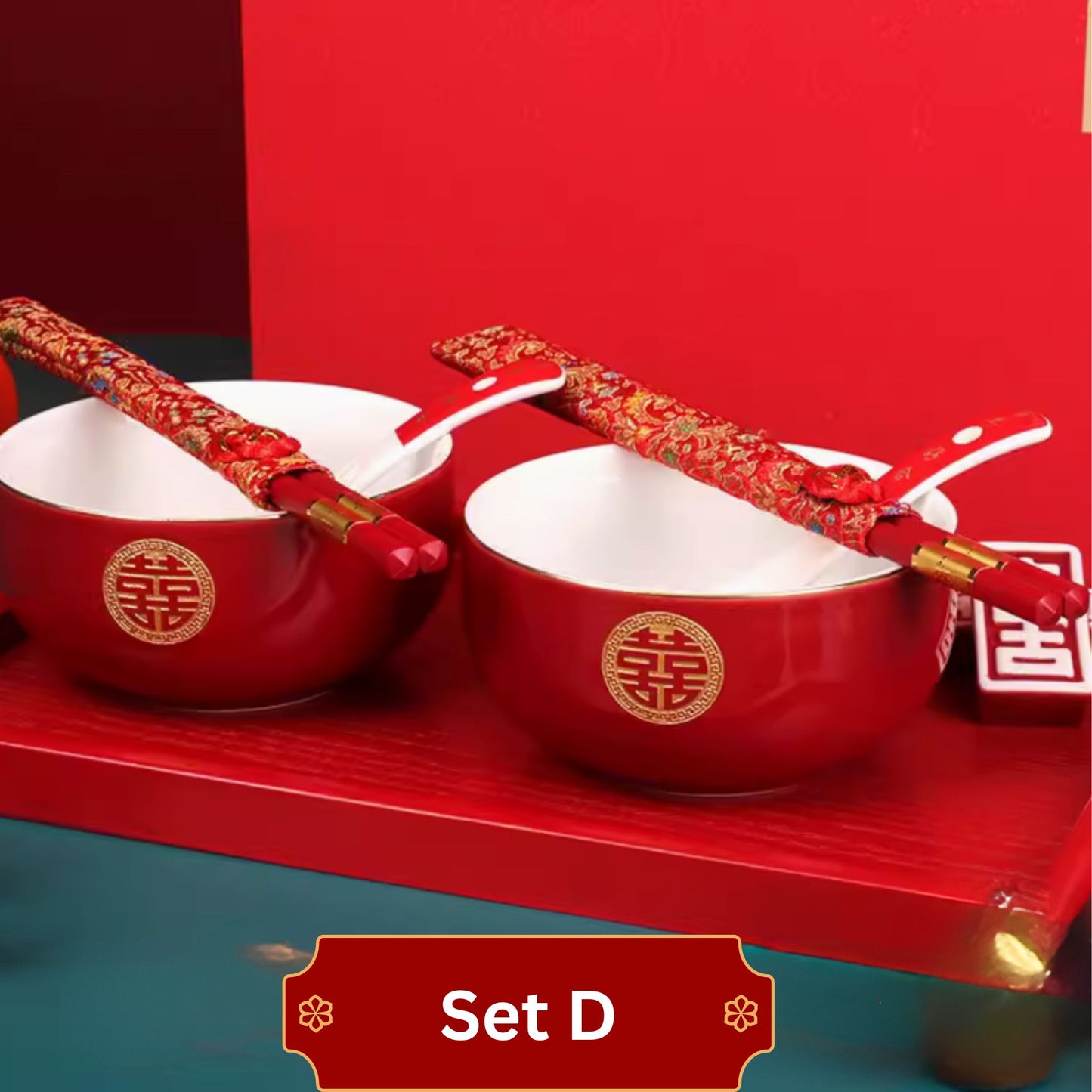Double Happiness Teacup and Bowl Set