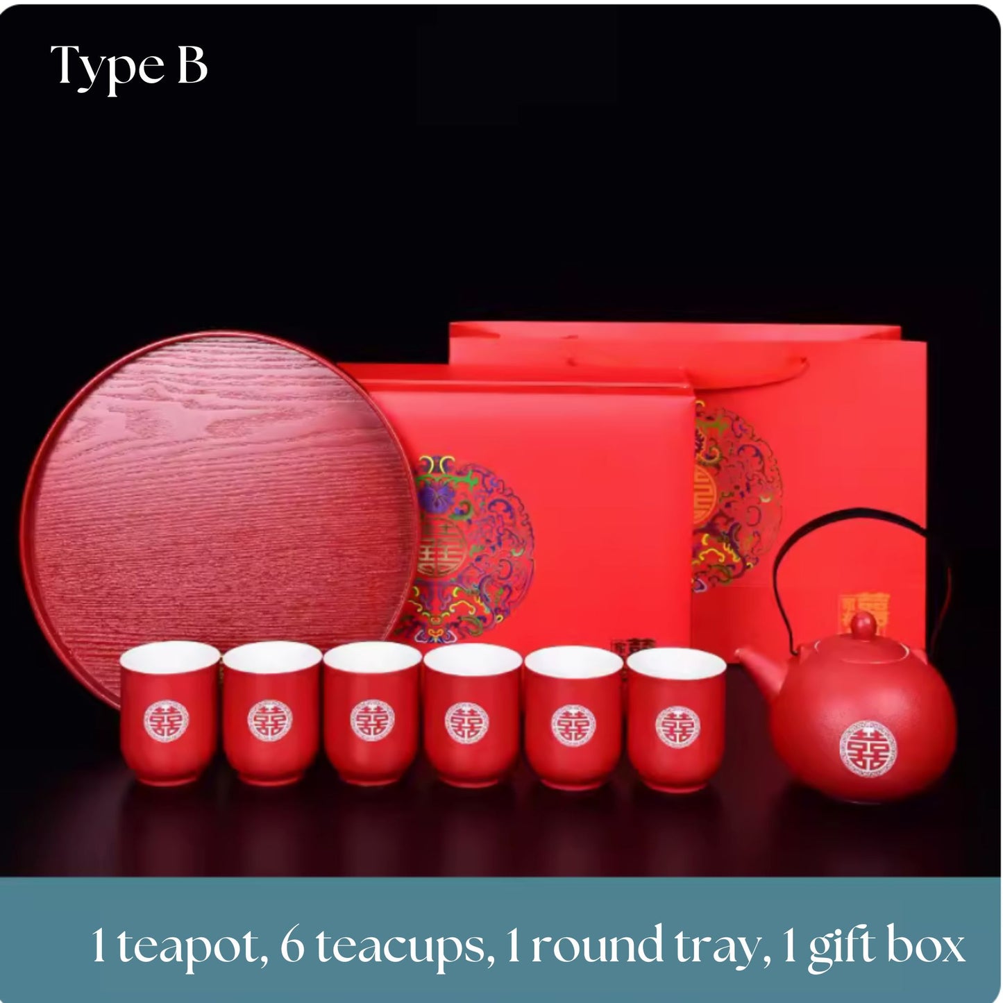 Double Happiness Wedding Ceramic Tea Ceremony Set