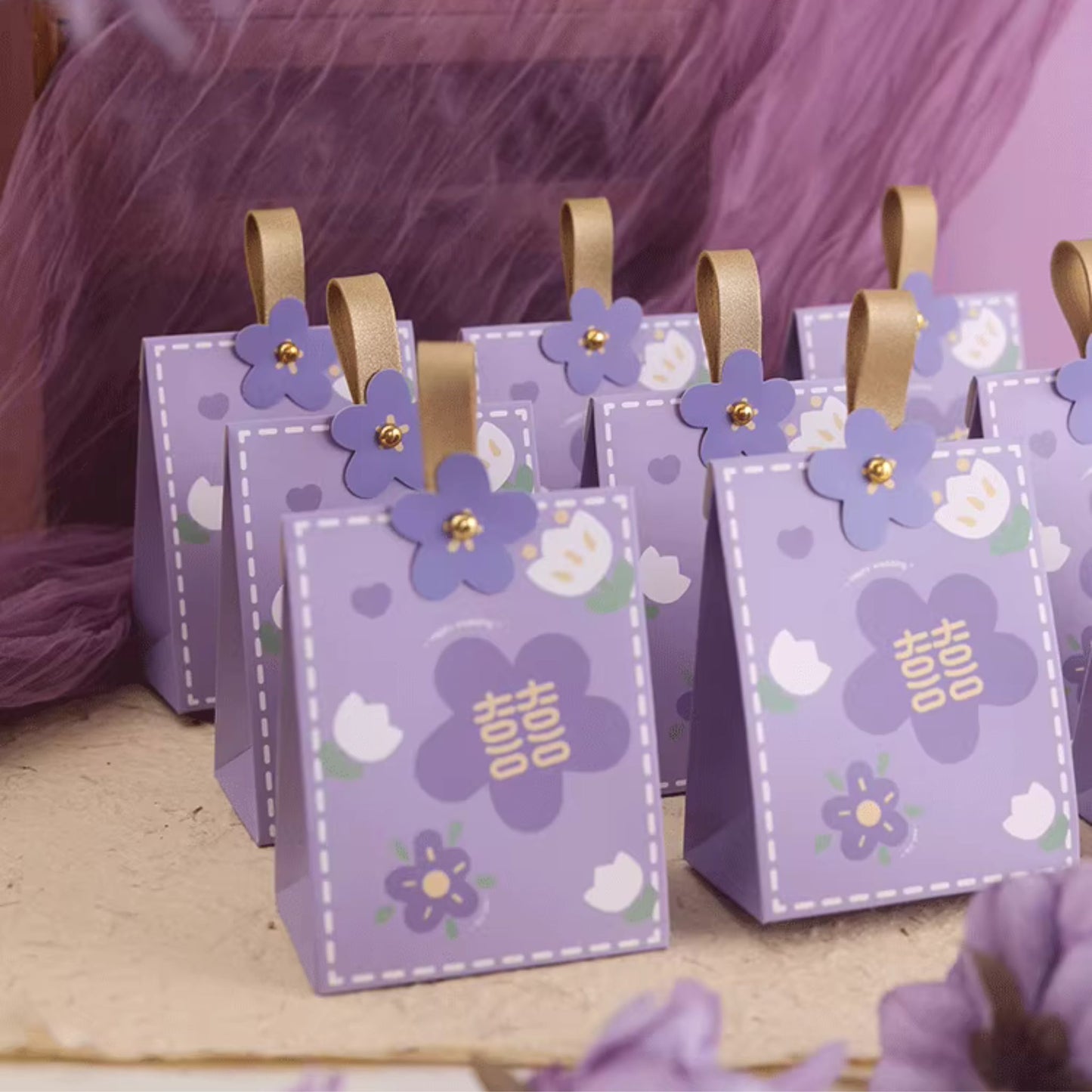 Pastel Purple Wedding Favor Gift Box 囍