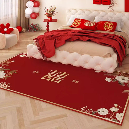 Retro Red Wedding 囍 Bedside Floormat