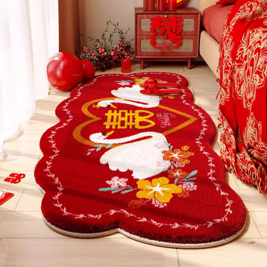 Newlywed Bliss: Festive Crimson Love Mat