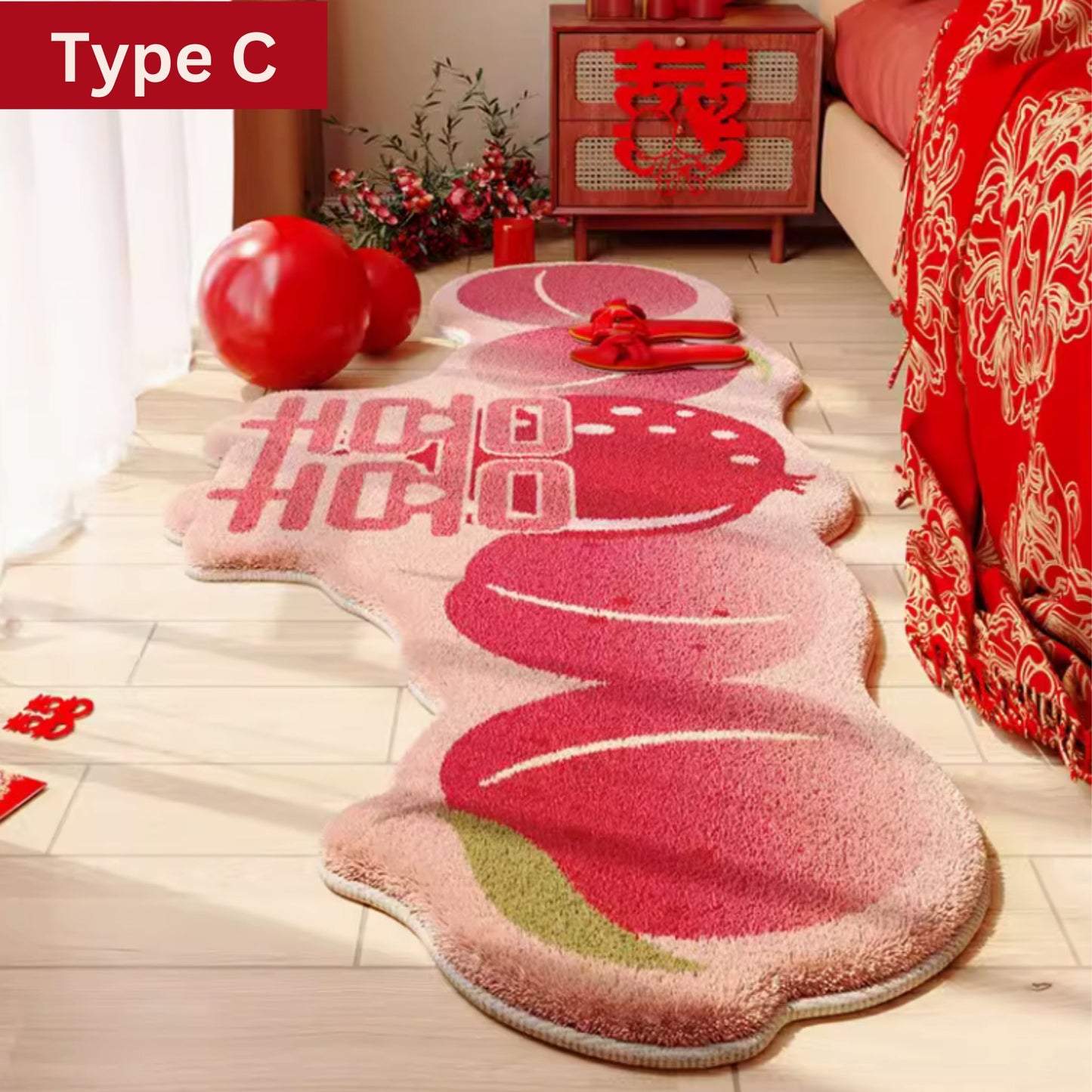 Newlywed Bliss: Festive Crimson Love Mat