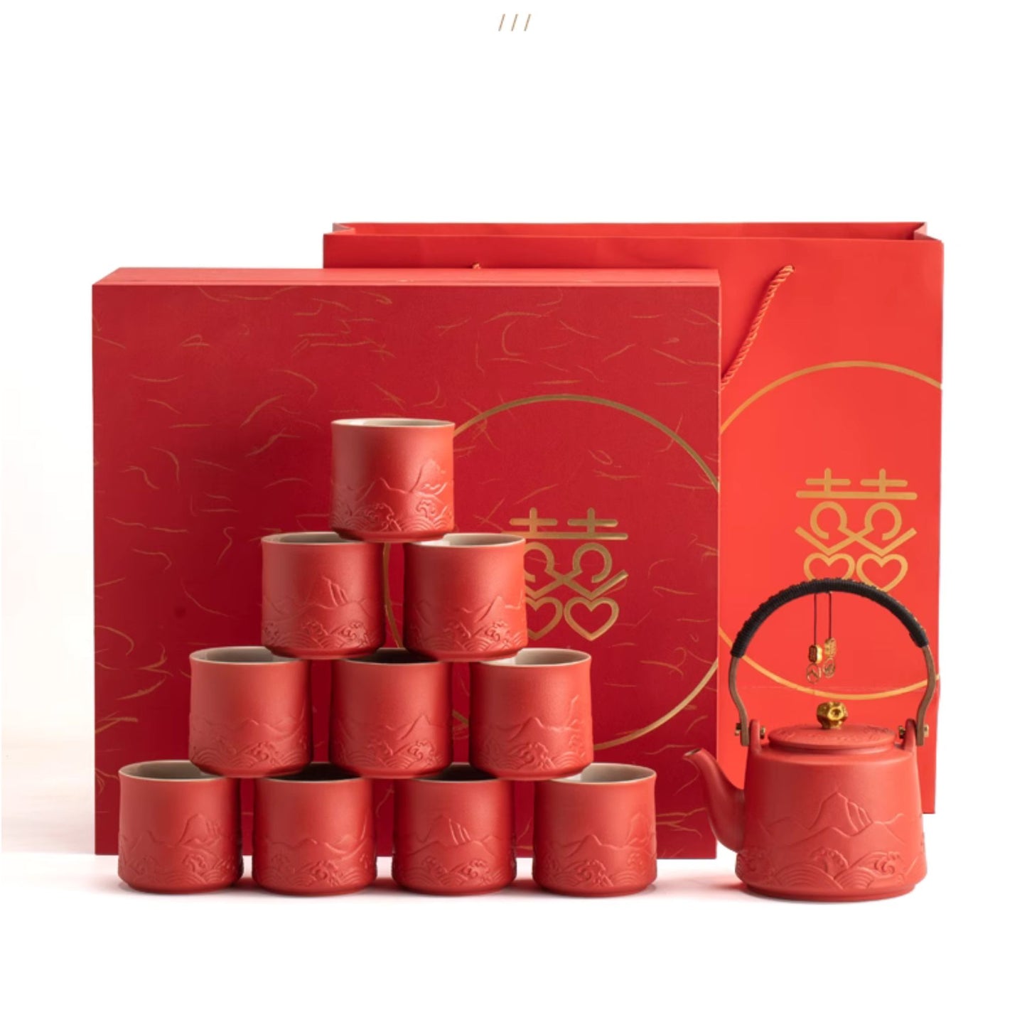 Mountain Engraving Tea Ceremony Wedding Tea Set