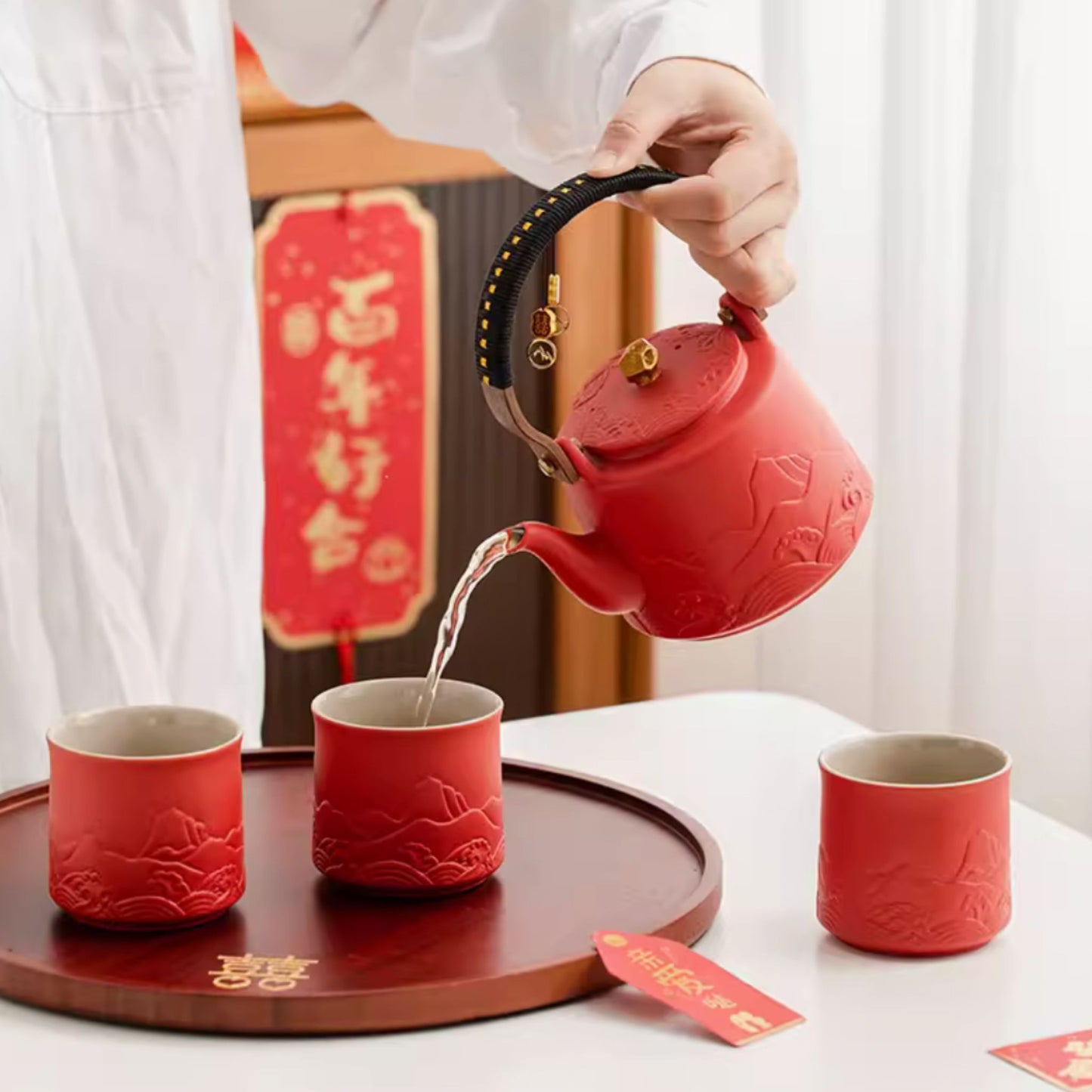 Mountain Engraving Tea Ceremony Wedding Tea Set