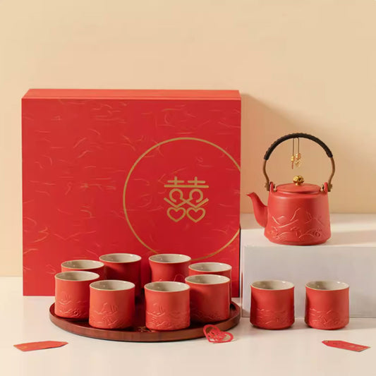 Mountain Engraving Tea Ceremony Wedding Tea Set