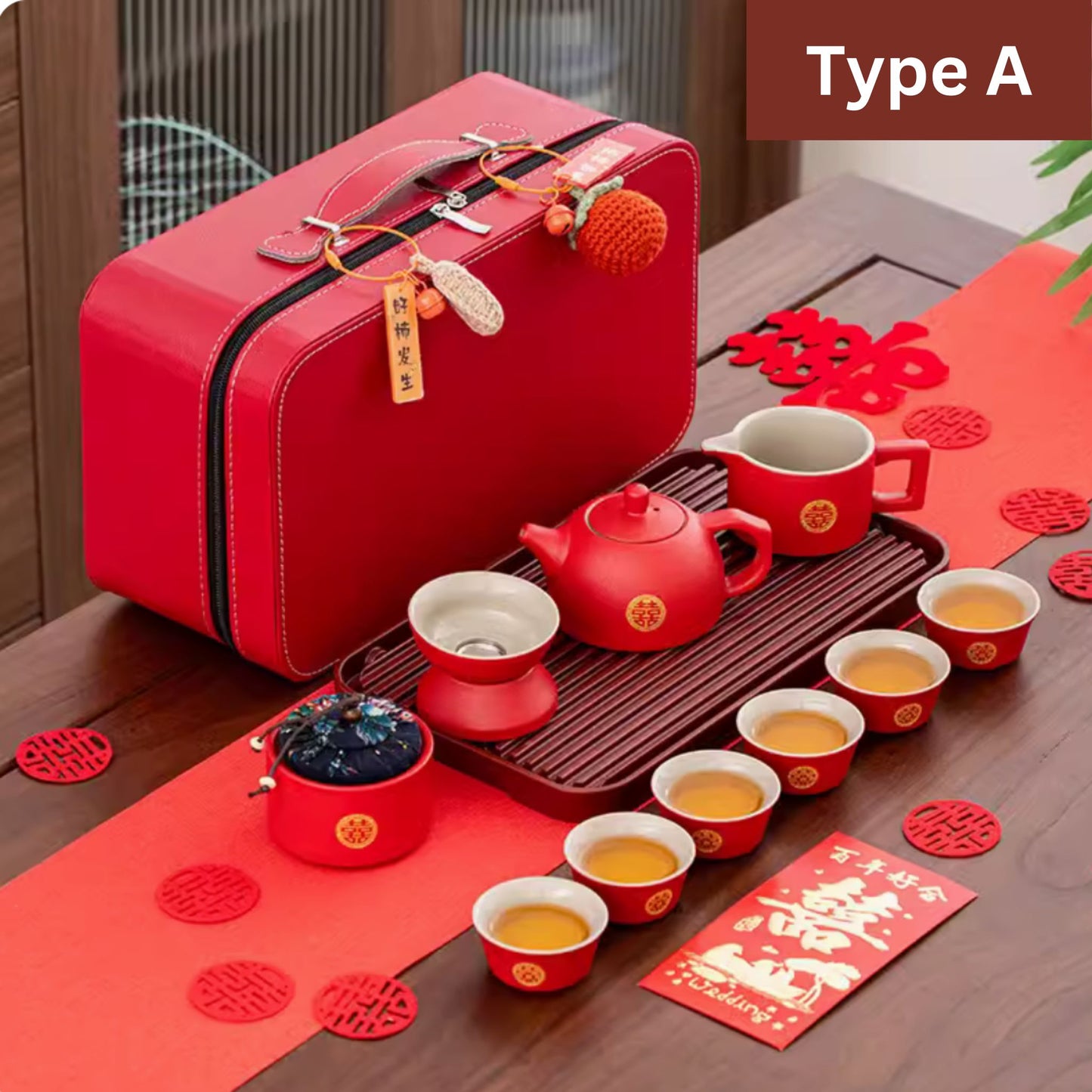 Gold Double Happiness Tea Ceremony Set