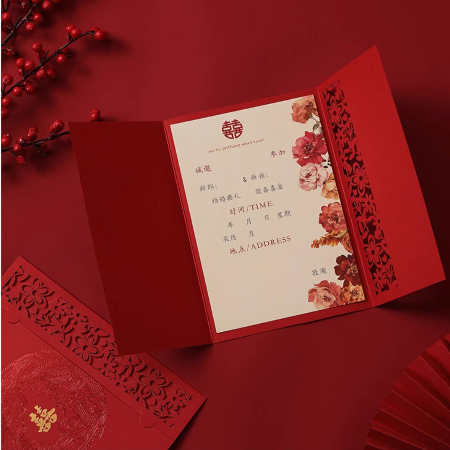 Dragon Phoenix Wedding Invitation Cards with Envelopes