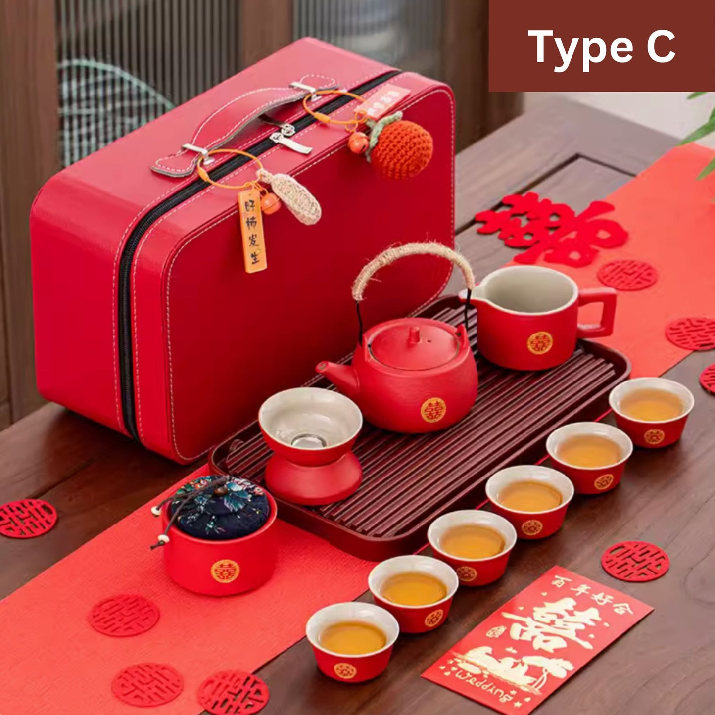 Gold Double Happiness Tea Ceremony Set