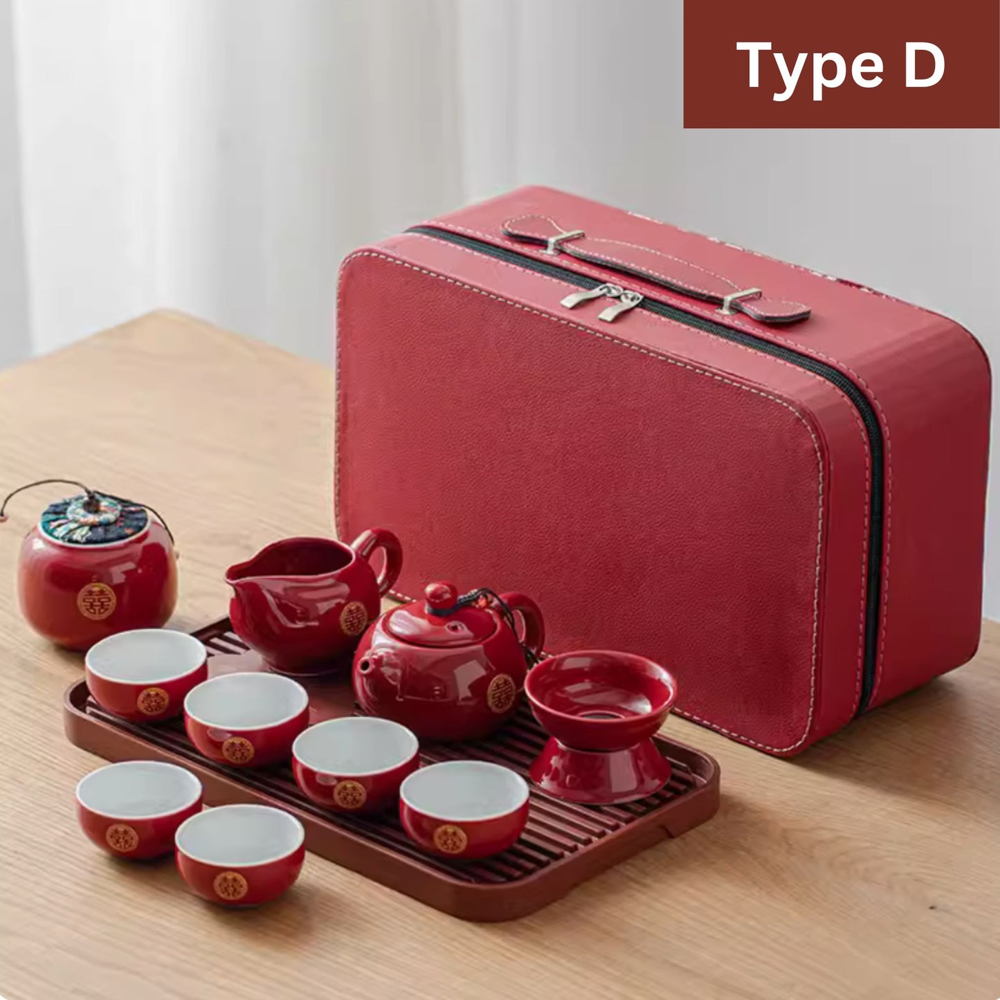 Gold Double Happiness Tea Ceremony Set