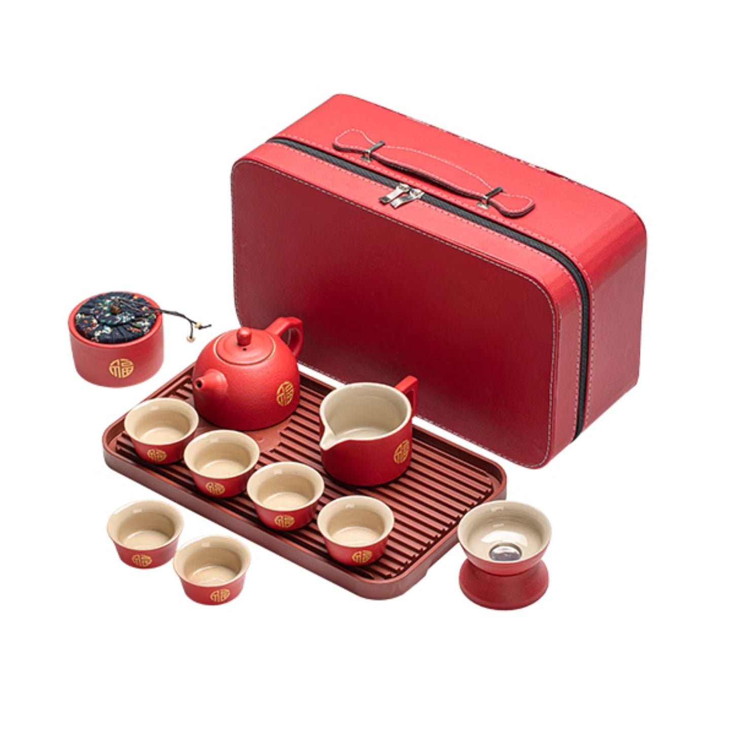 Gold Double Happiness Tea Ceremony Set