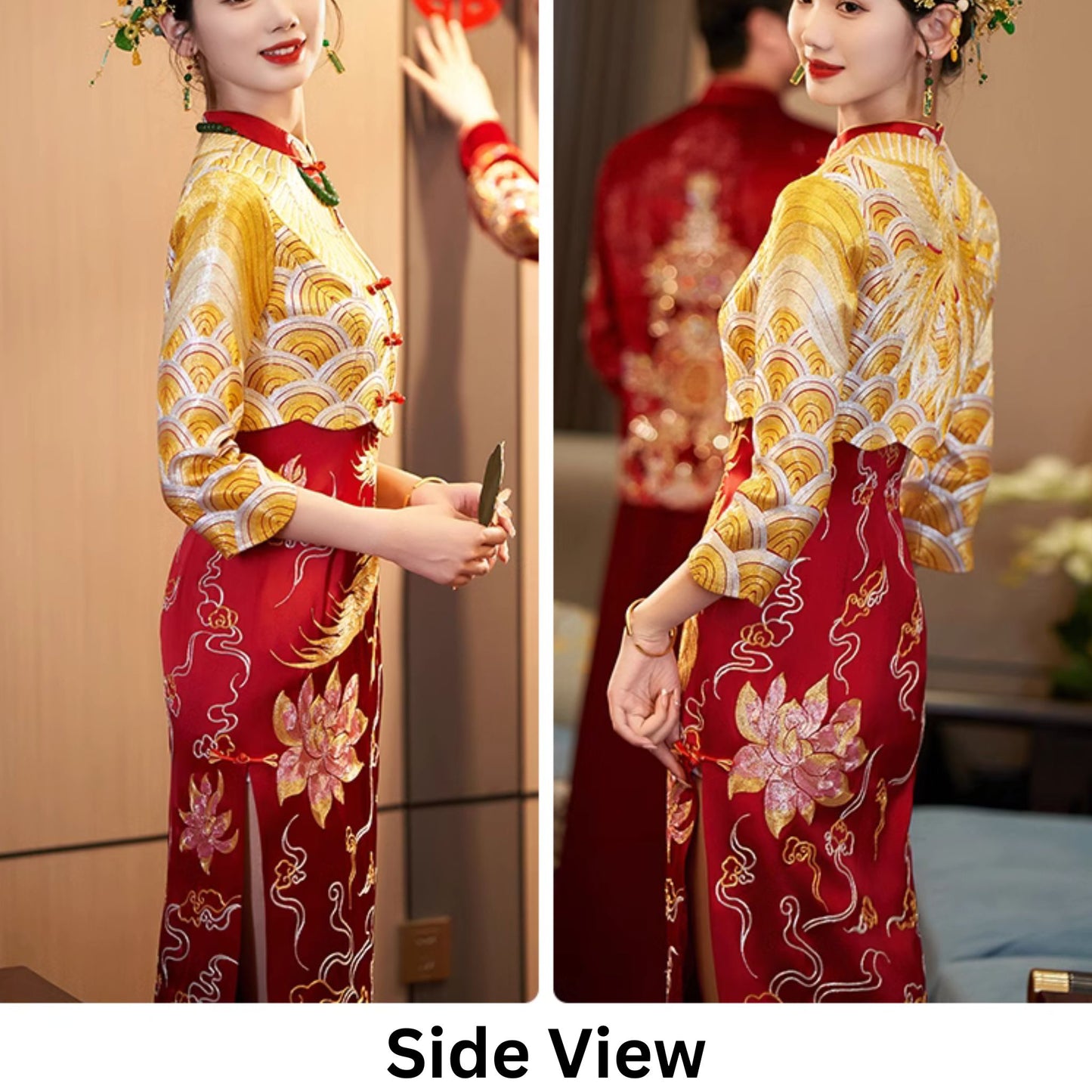 Phoenix Royal Gold Qipao Wedding Dress Xiuhefu