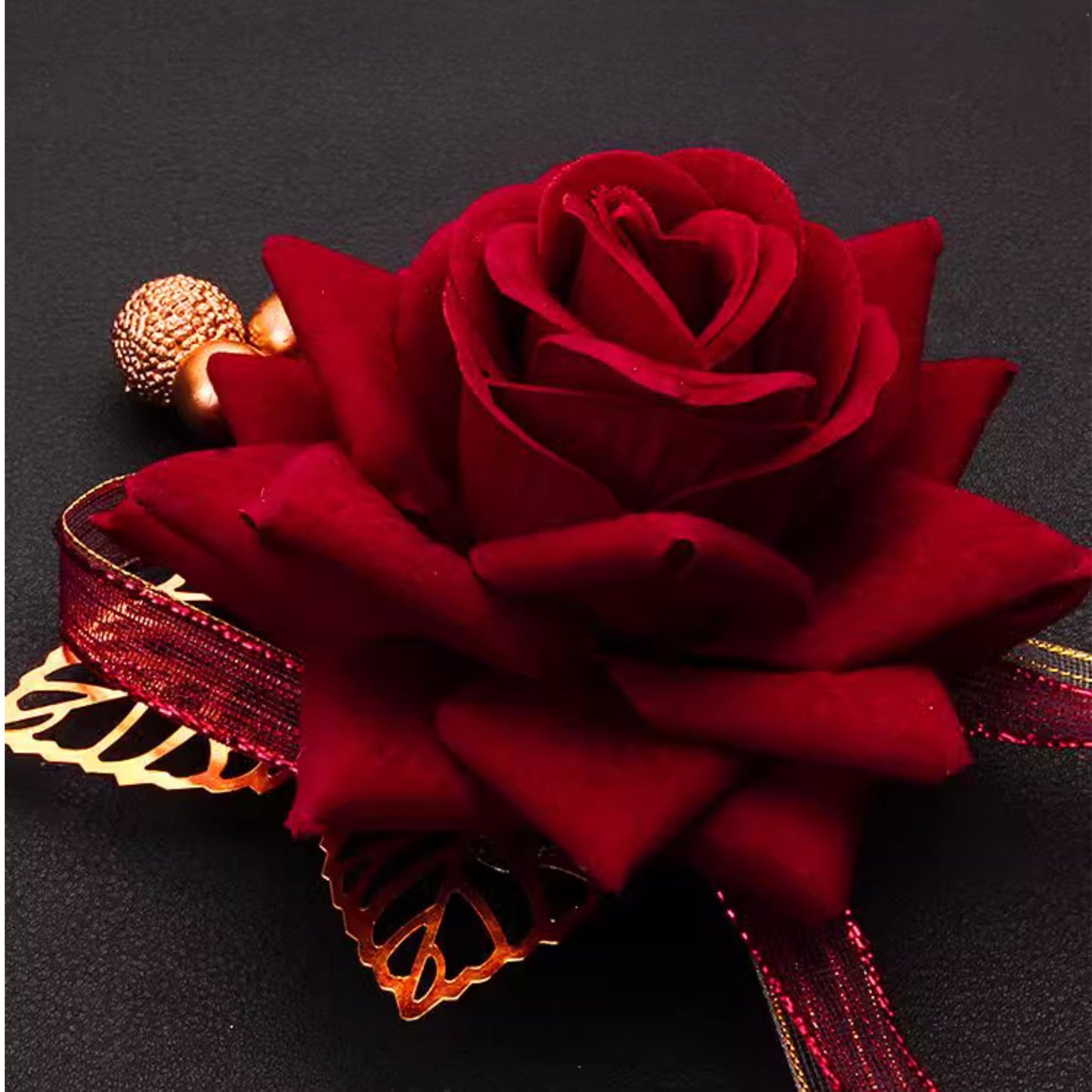 Golden Harmony Wedding Rose Boutonniere Corsage