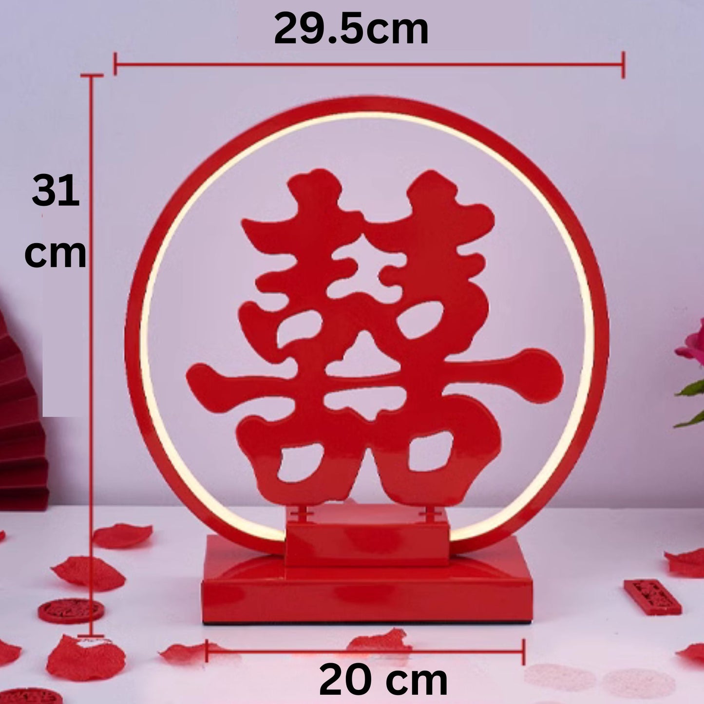 Red LED Round Double Happiness Eternal Lamp