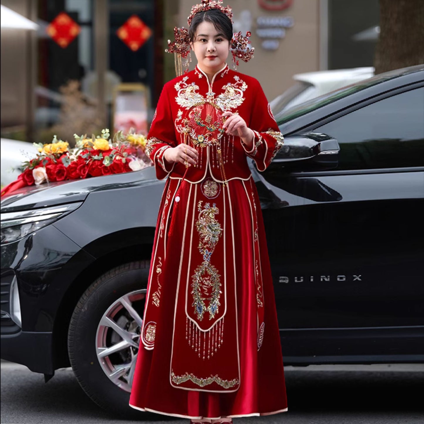 Double Happiness Wine Red Plus Size Xiuhefu 大码中式婚纱秀禾服