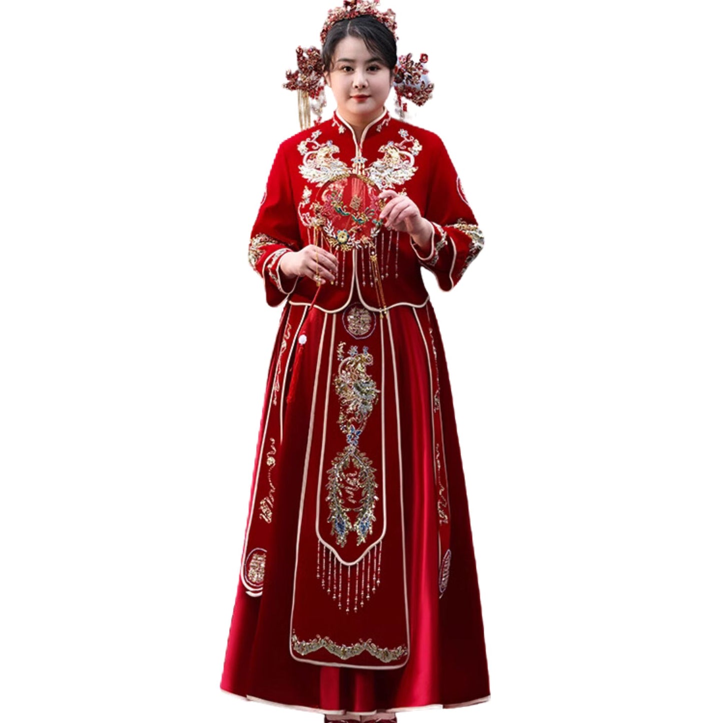 Double Happiness Wine Red Plus Size Xiuhefu 大码中式婚纱秀禾服