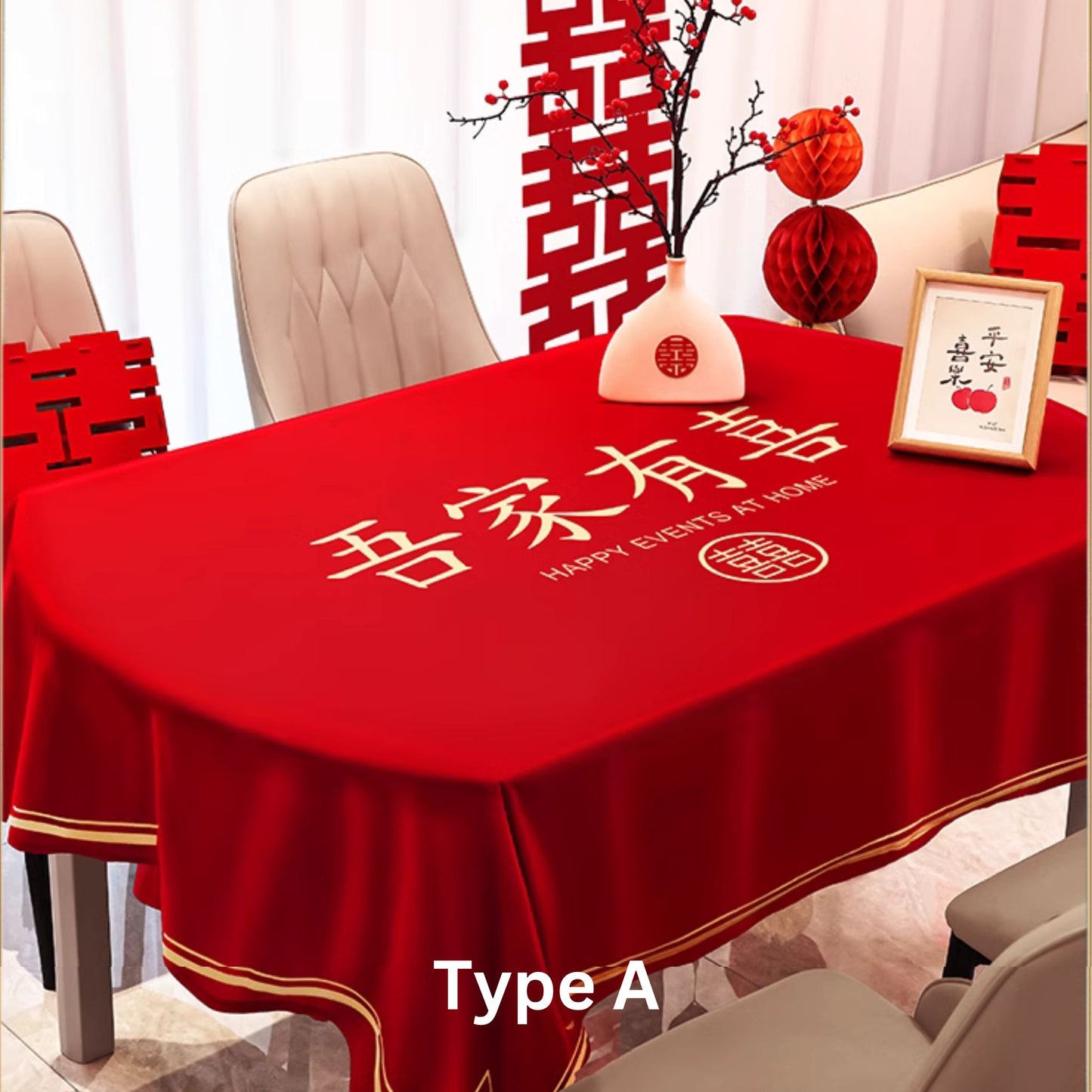 Crimson Joy Oriental Wedding Tablecloth