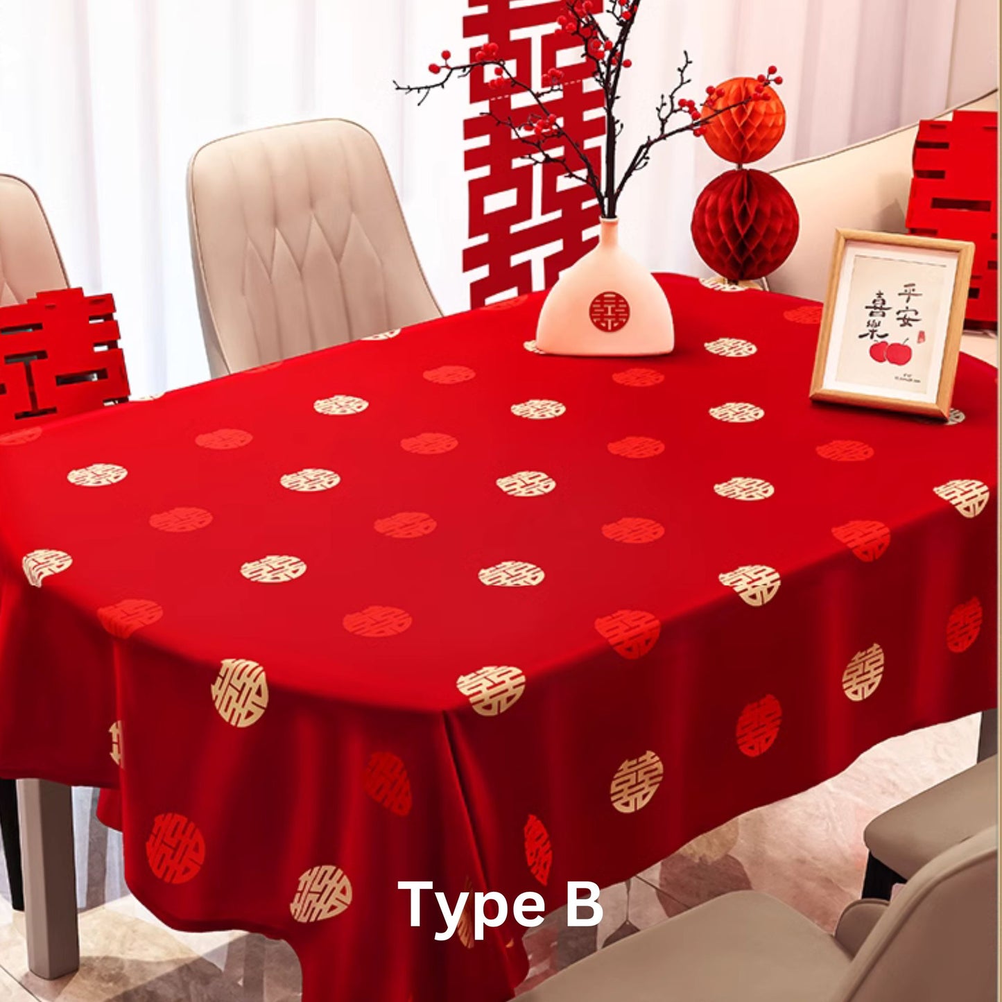 Crimson Joy Oriental Wedding Tablecloth