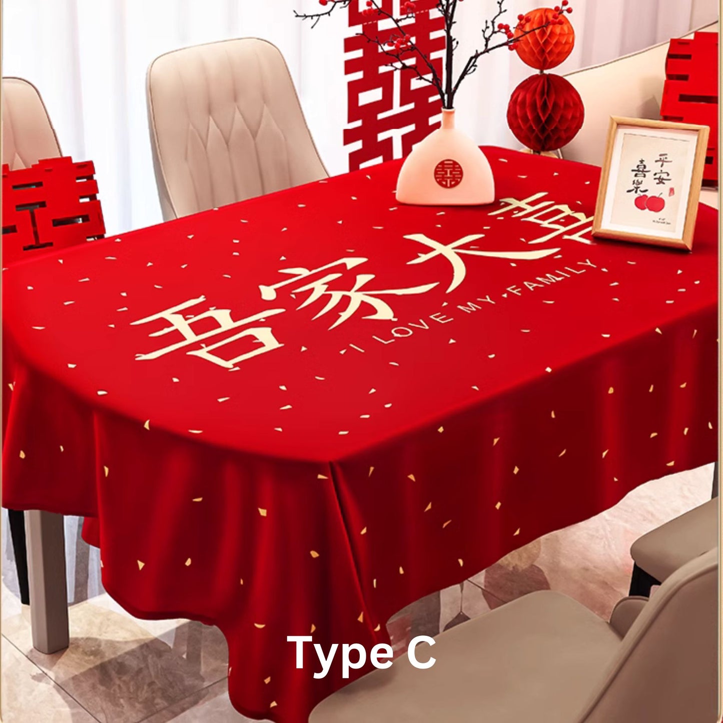 Crimson Joy Oriental Wedding Tablecloth