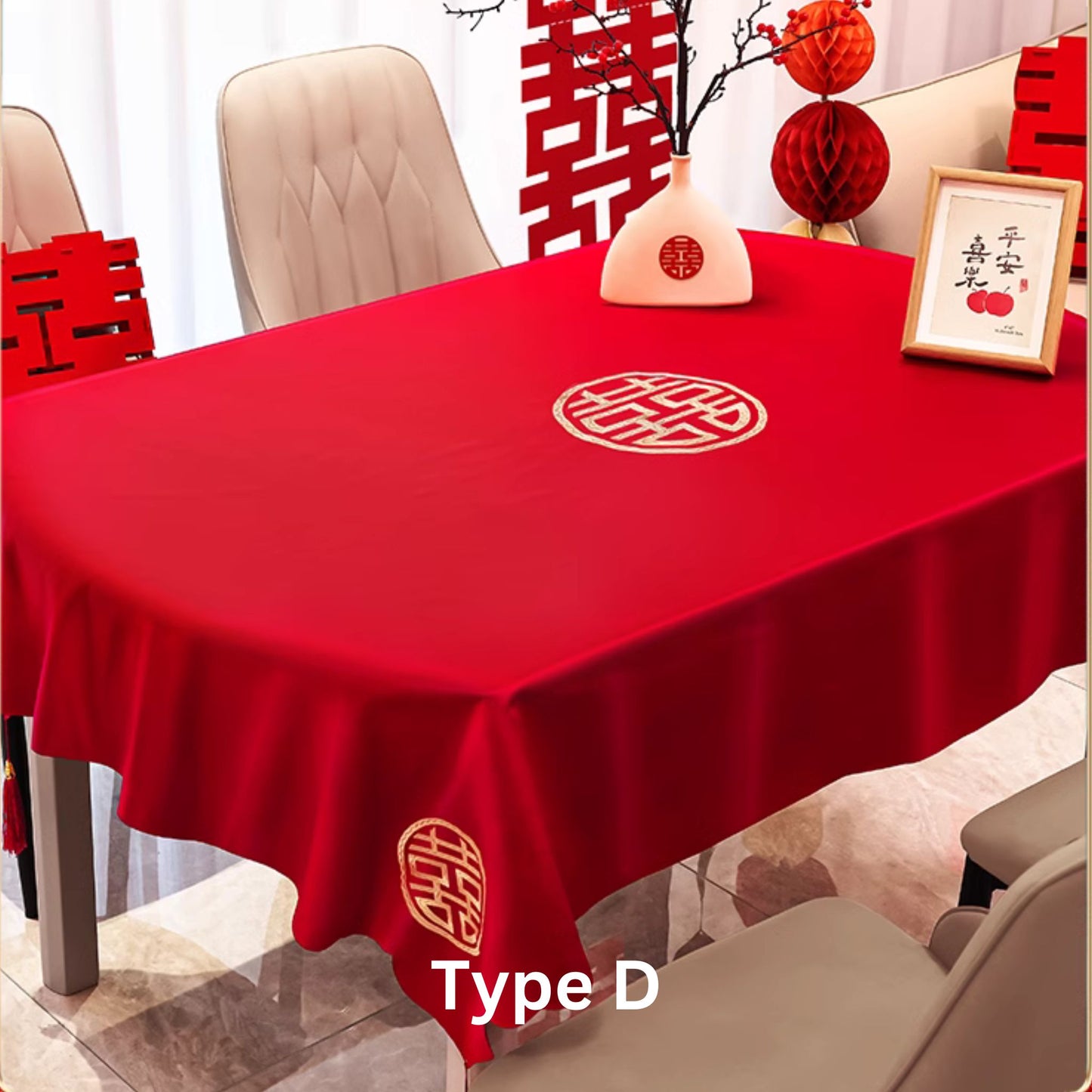 Crimson Joy Oriental Wedding Tablecloth