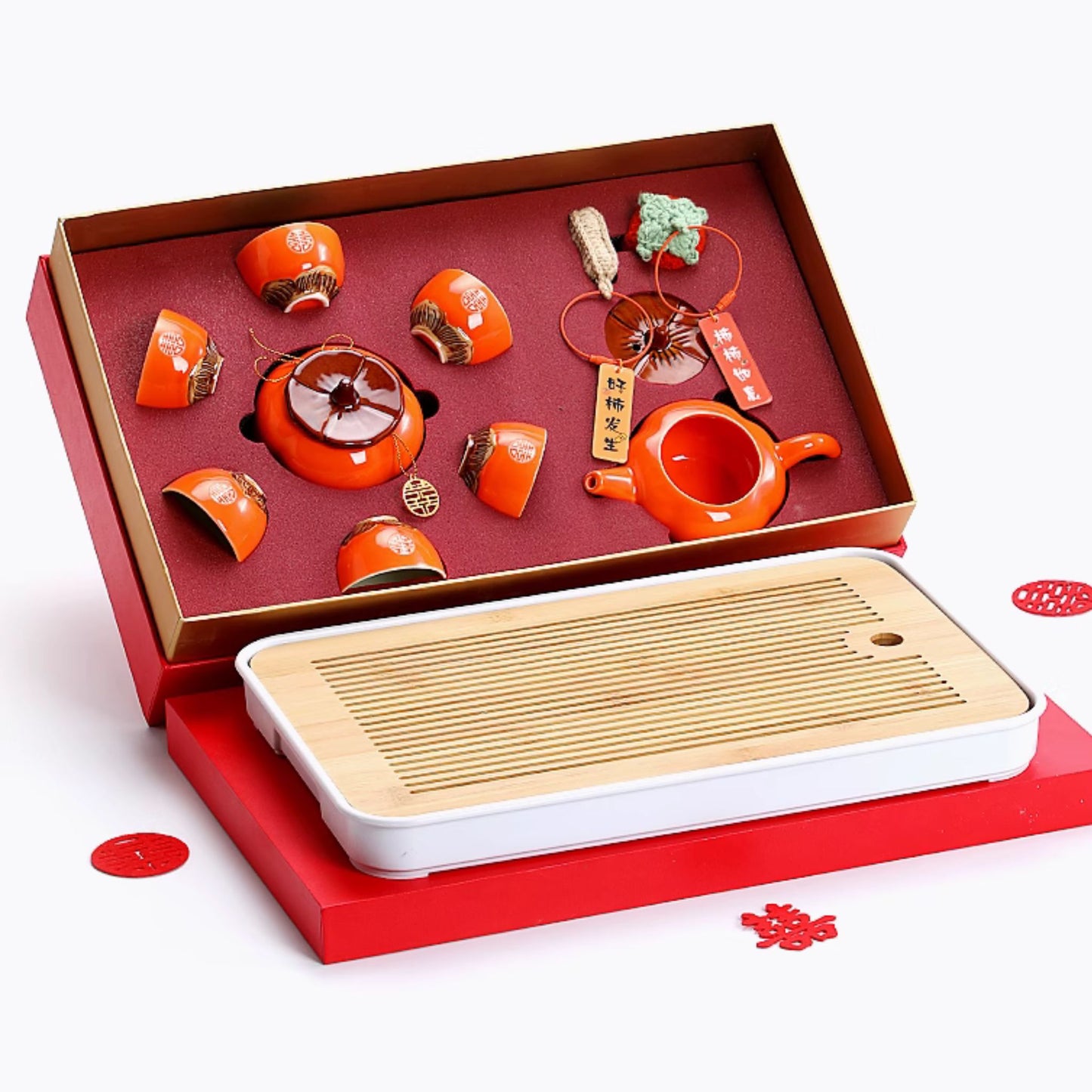 Persimmon Orange Wedding Tea Ceremony Set 柿柿如意