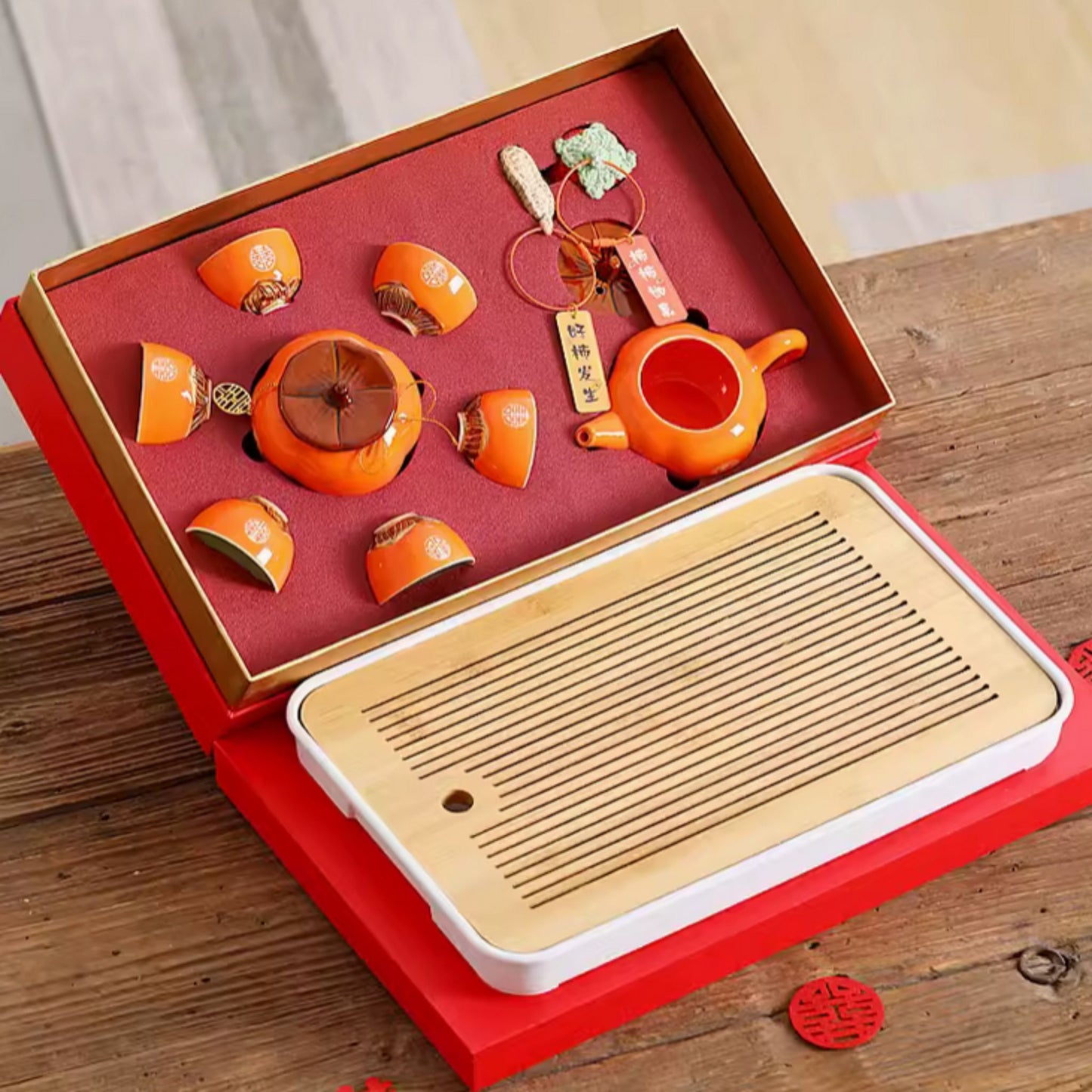 Persimmon Orange Wedding Tea Ceremony Set 柿柿如意