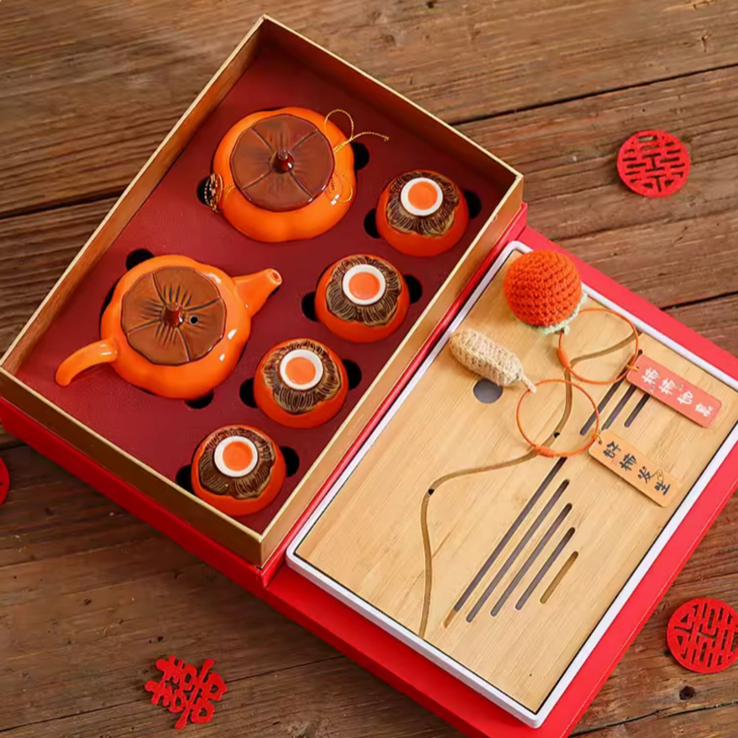 Persimmon Orange Wedding Tea Ceremony Set 柿柿如意