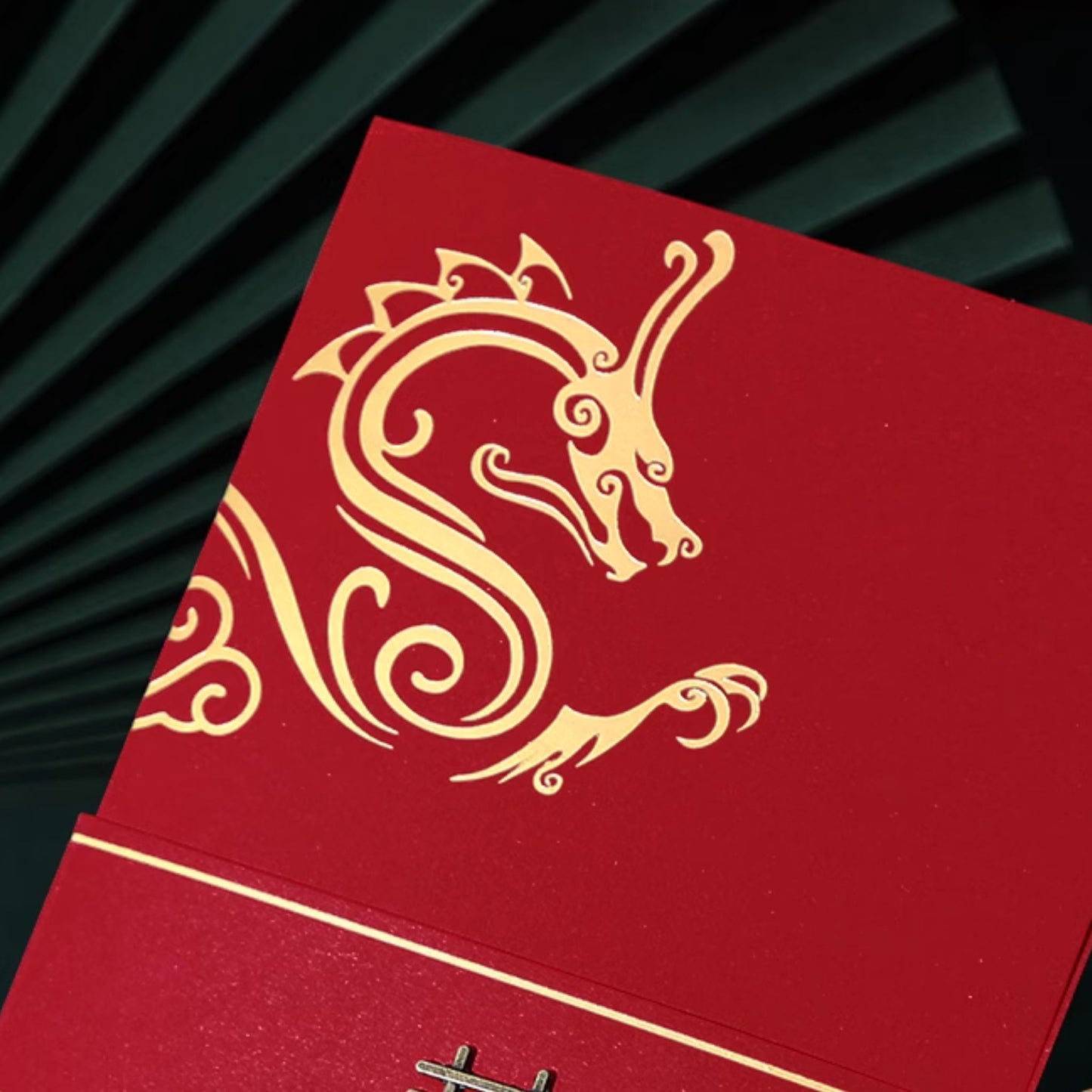 Gold Dragon Phoenix Wedding Invitation with 3D 囍