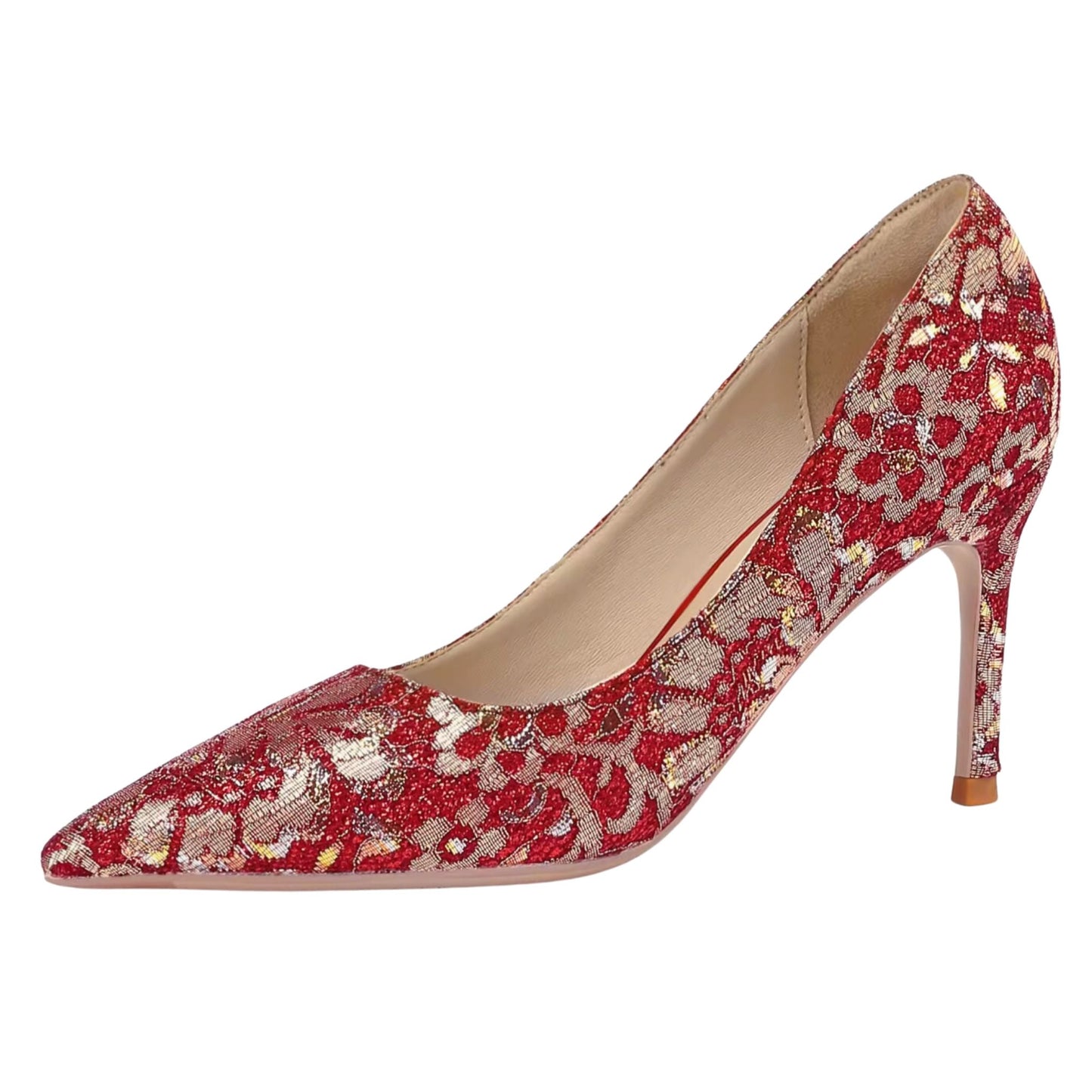 Golden Peony Embroidery Red Xiuhe Wedding Heels