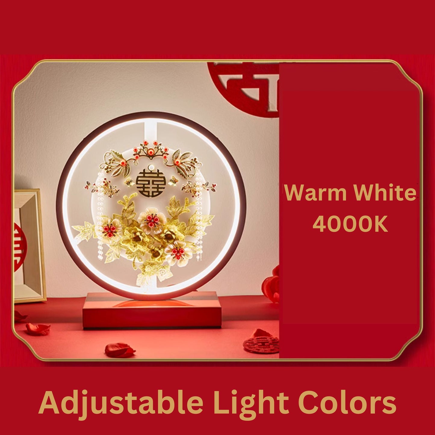 LED Dragon Phoenix Round Red Double Happiness Decorative Wedding Lamp 囍