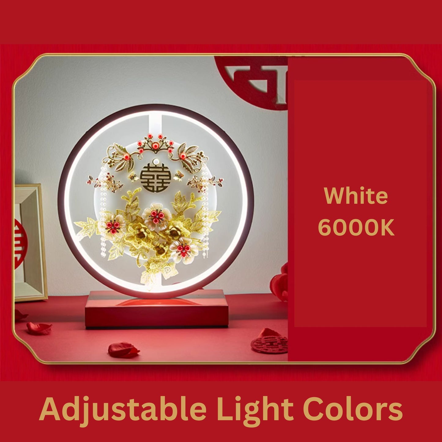 LED Dragon Phoenix Round Red Double Happiness Decorative Wedding Lamp 囍