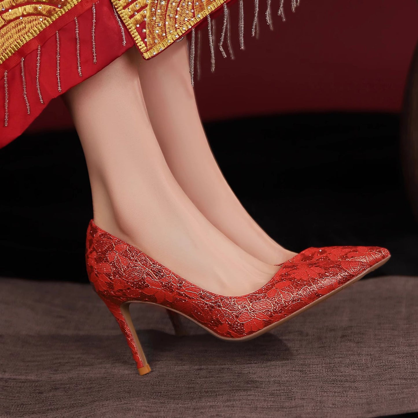 Rouge Red Wedding Heel Shoes