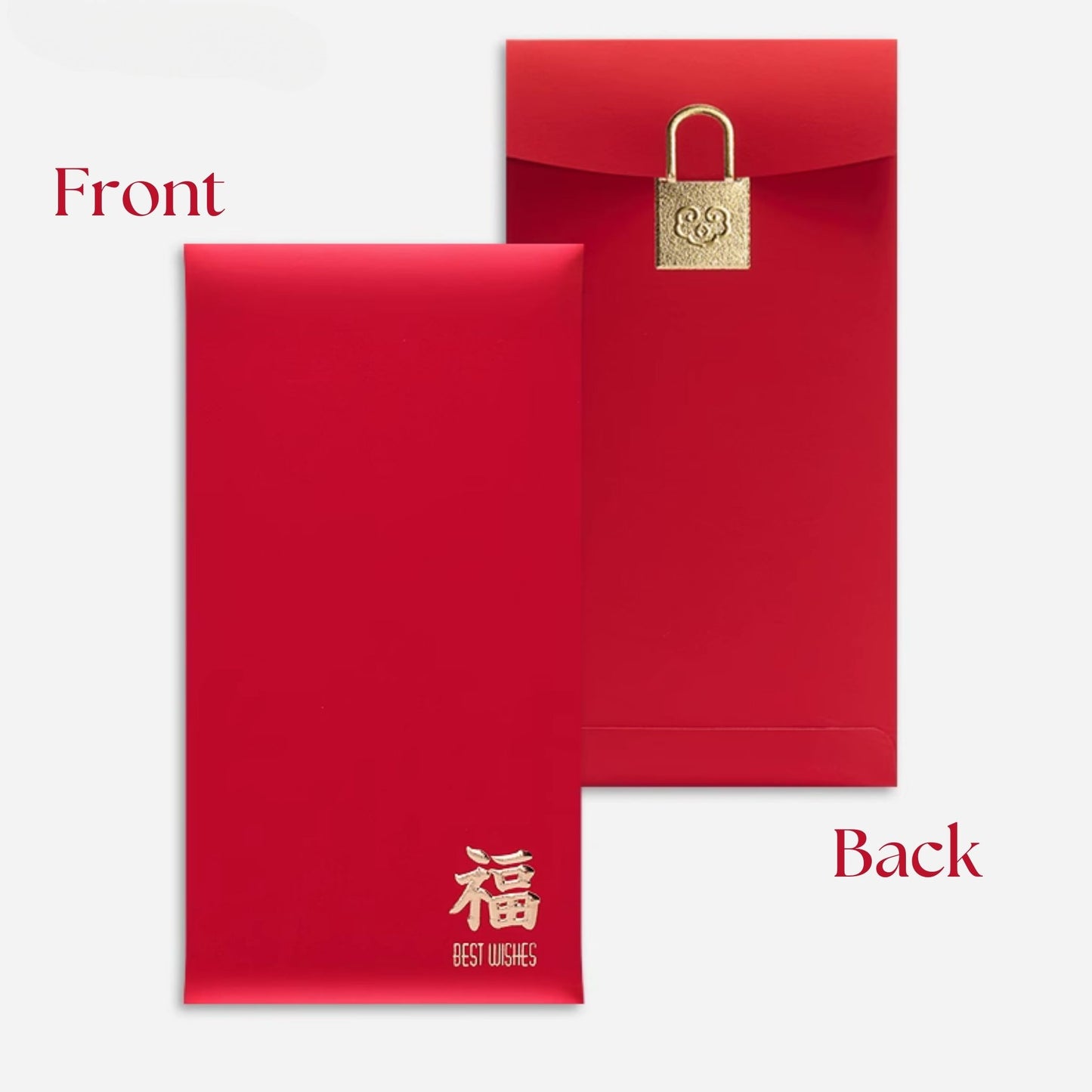 Red Packets Gold Stamp Chinese Characters 福 吉 賀 樂 顺 發