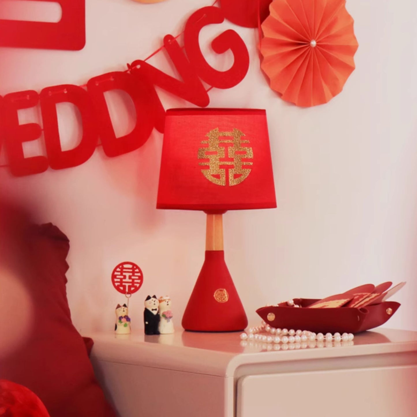 Eternal Bliss Double Happiness Bedside Wedding Lamp (双喜长明灯)