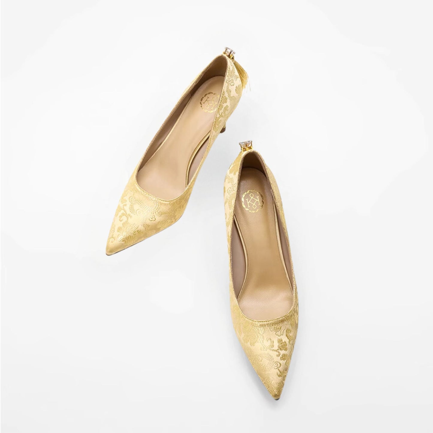 Champagne Gold Embroidery XiuHe High Heel Wedding Shoes