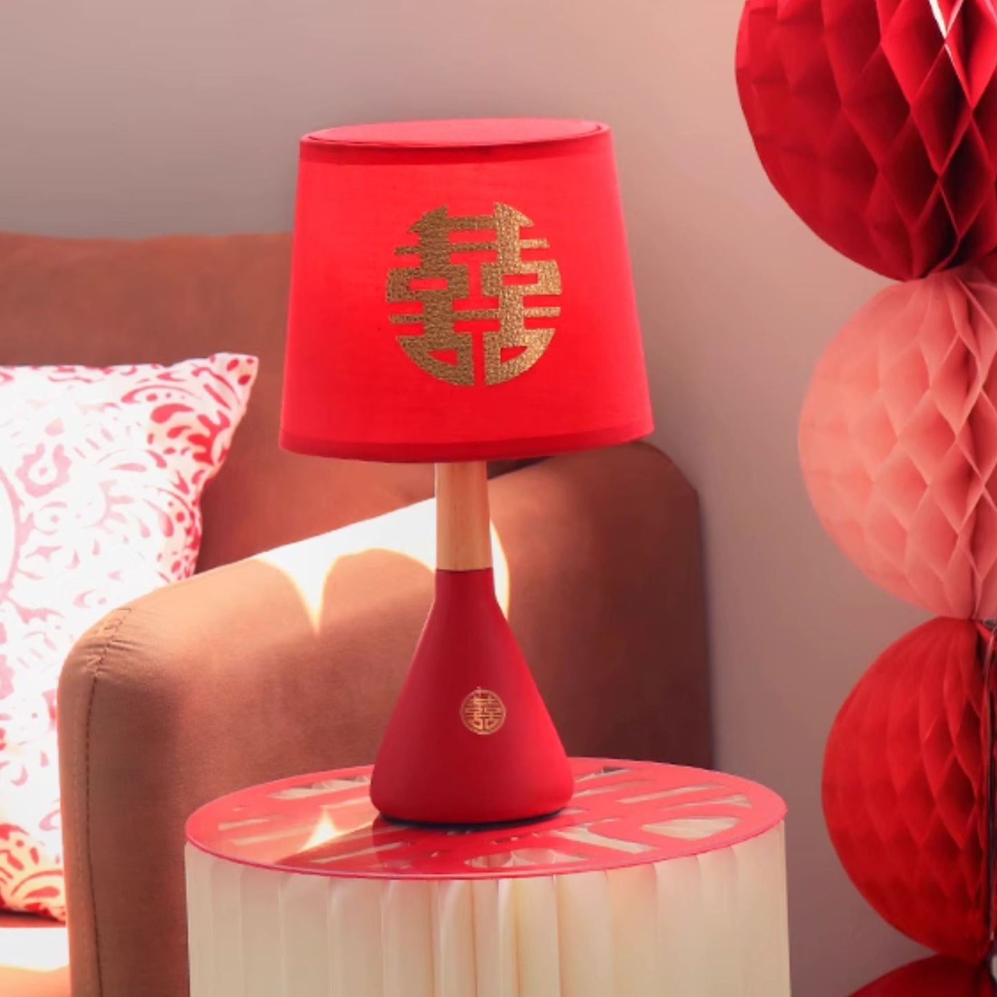 Eternal Bliss Double Happiness Bedside Wedding Lamp (双喜长明灯)