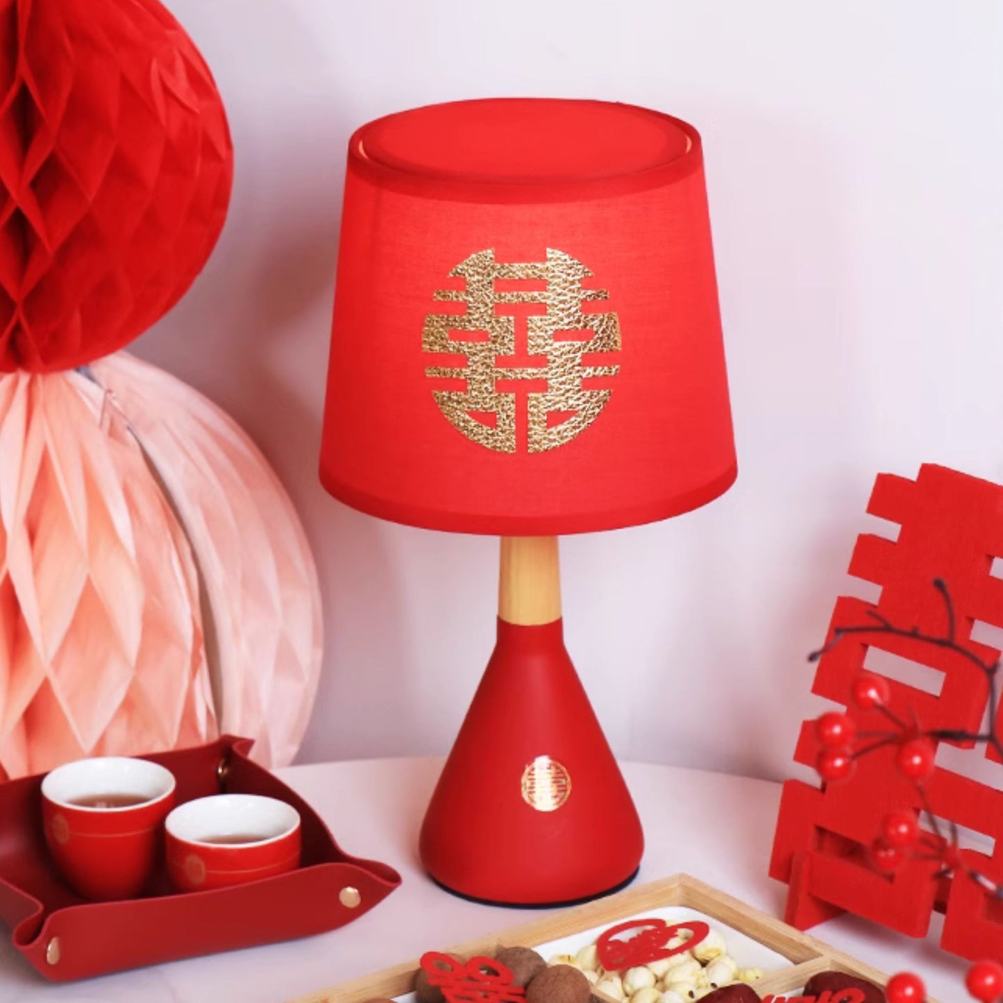 Eternal Bliss Double Happiness Bedside Wedding Lamp (双喜长明灯)