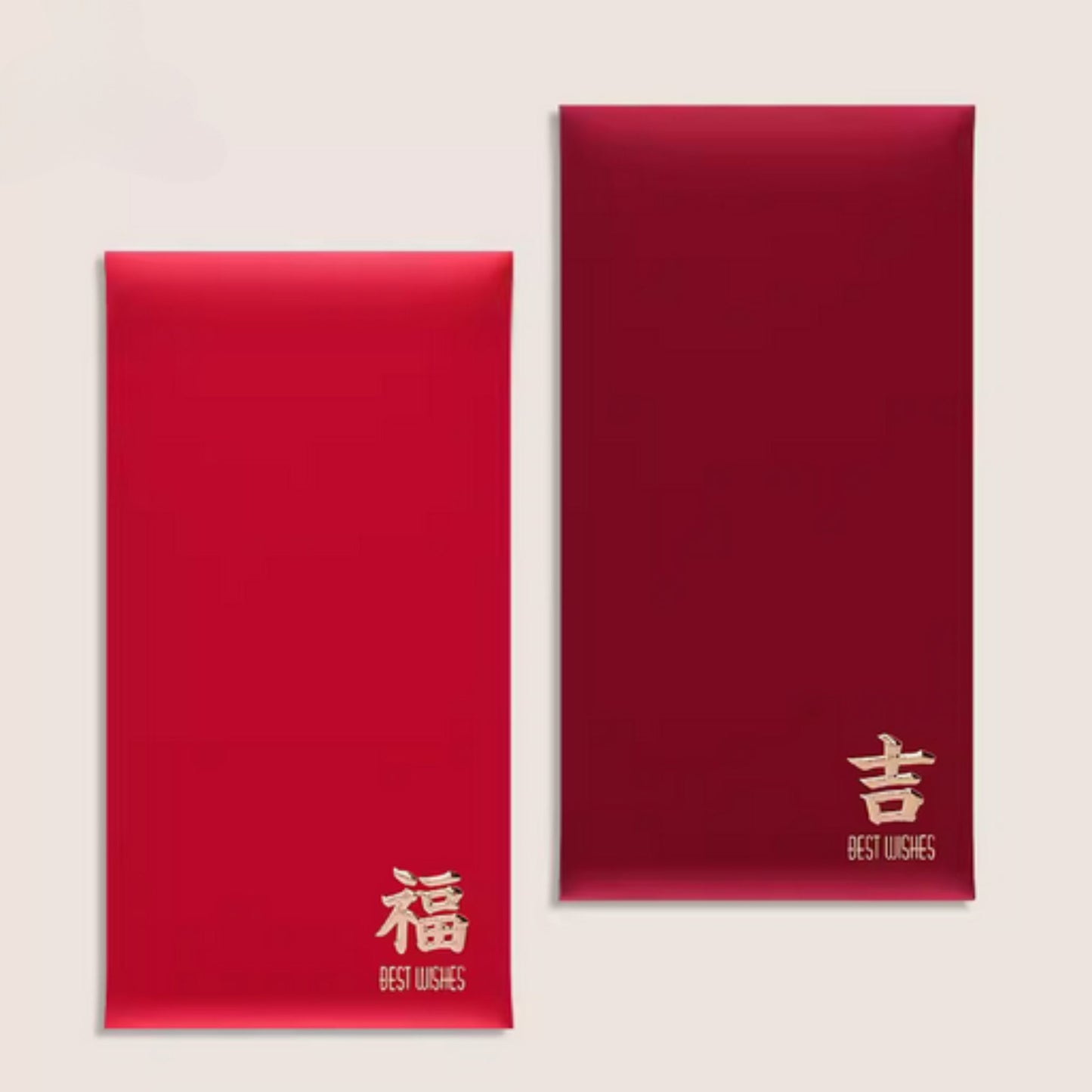 Red Packets Gold Stamp Chinese Characters 福 吉 賀 樂 顺 發